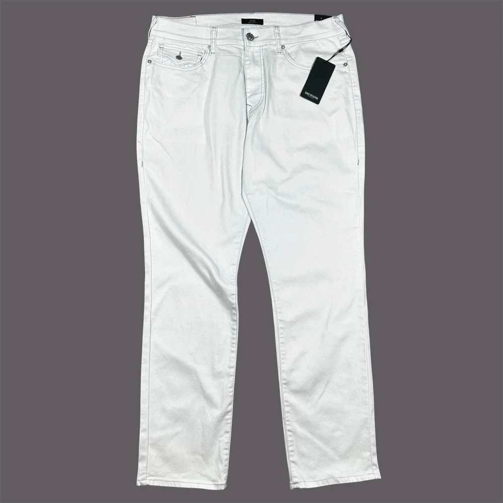 NEW True Religion Jeans Mens 36x32 (Fits 38) White Denim Geno Relaxed Slim $159